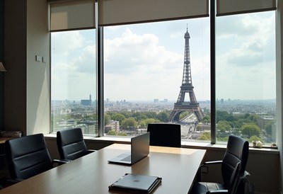 Meeting room with eiffel tower view in paris