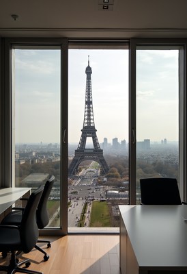 Office view of eiffel tower in paris during the day