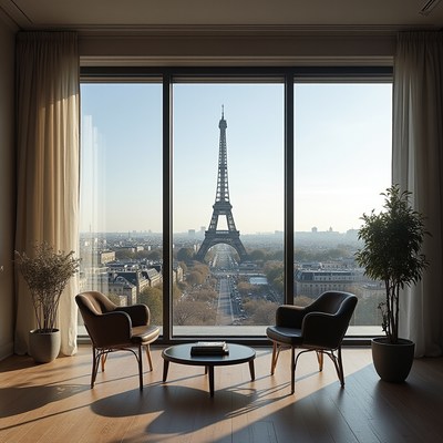 Elegant interior view of paris with eiffel tower