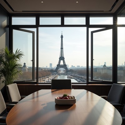 Meeting room with a view of the eiffel tower