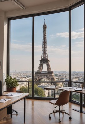 Office view of eiffel tower in paris during the day