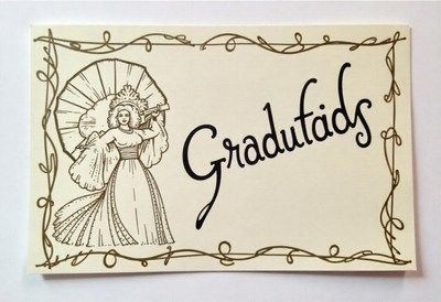 Vintage graduation card with elegant design and illustration