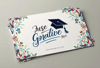 Graduation invitation card design with floral accents