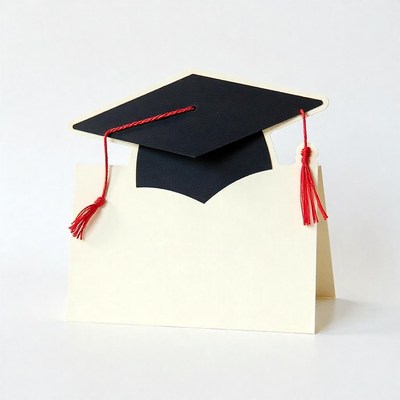 Graduation card featuring a cap design with tassels