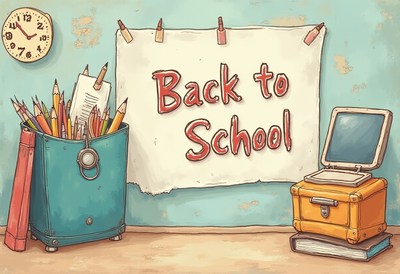 Preparing a cheerful back to school workspace