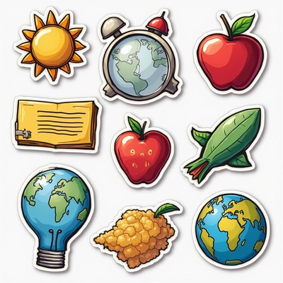 Stickers featuring nature and education themes