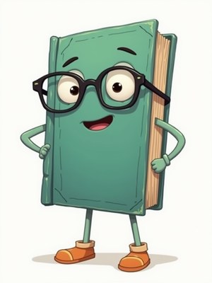 Funny cartoon character wears glasses and smiles happily