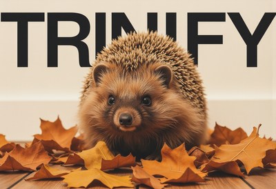 Hedgehog among autumn leaves near a white wall