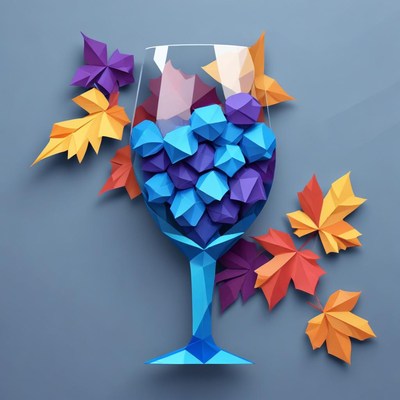 Colorful paper craft glass filled with geometric shapes