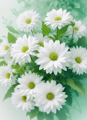 Beautiful white daisies arranged in a lush green setting
