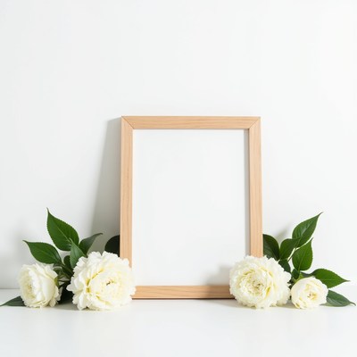 Elegant white roses with a minimalist frame display