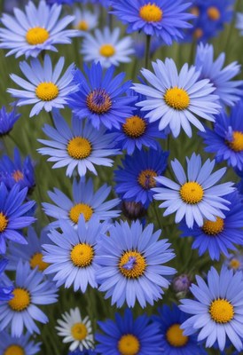 Blue flowers bloom in a vibrant garden during springtime