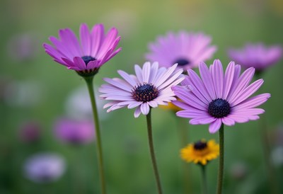 Colorful daisies blooming in a garden during springtime
