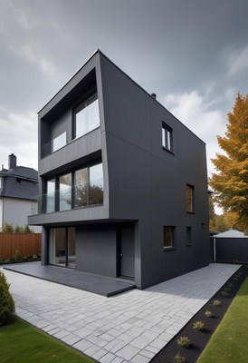 Modern black house with unique architectural design