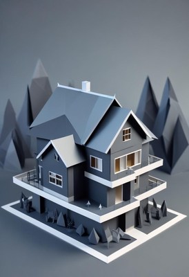 Modern architectural model showcasing a unique house design