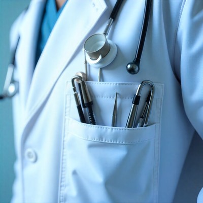Medical professional with tools in pocket during surgery