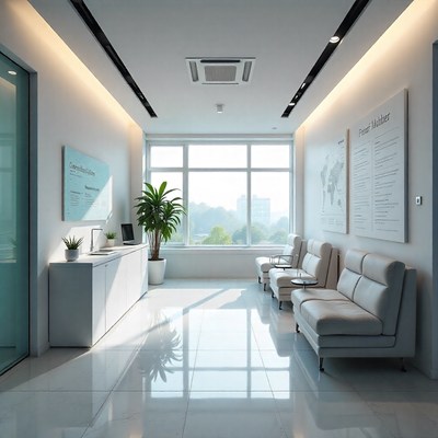 Modern waiting area in a bright, spacious office