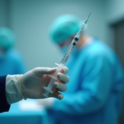 Medical staff preparing for vaccination in clinic
