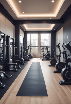 Modern fitness center interior with exercise equipment