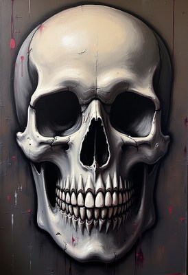 Detailed skull artwork with dramatic shadowing