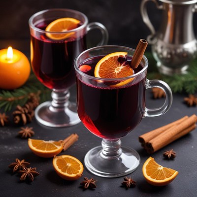 Warm spiced drink with orange and cinnamon for winter nights