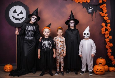 Kids in costumes at a halloween celebration