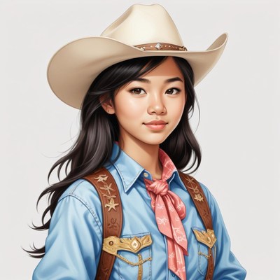 Young cowgirl poses confidently in western attire