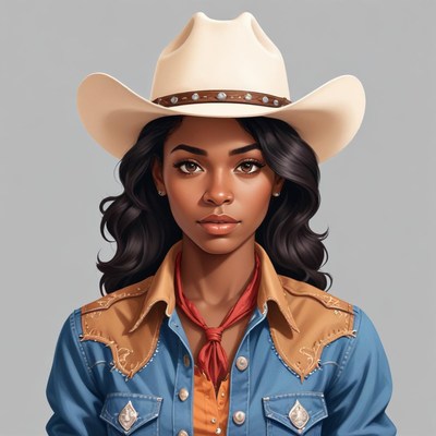 Cowgirl posing in a western outfit with a cowboy hat