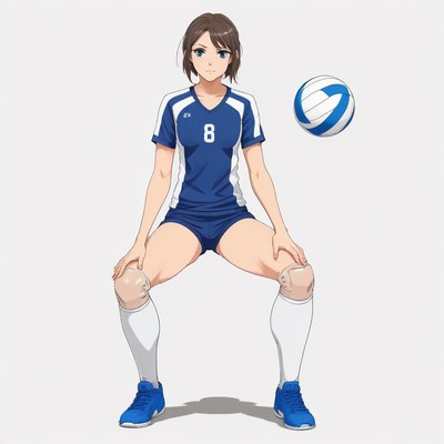 Volleyball player preparing for action on the court