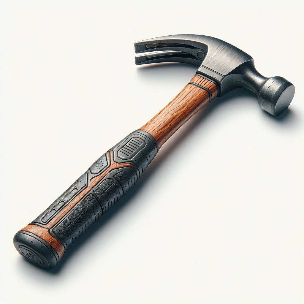 Hammer with wooden handle on white background Hammer with wooden handle on white background