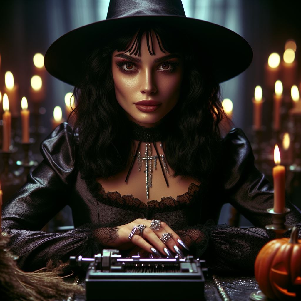 Witch writing by candlelight Witch writing by candlelight