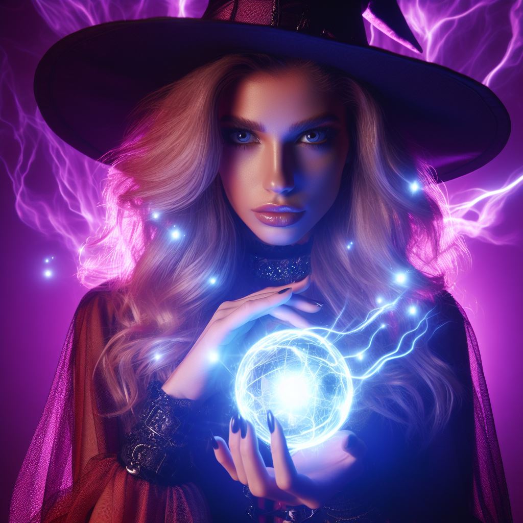Witch holding glowing orb Witch holding glowing orb