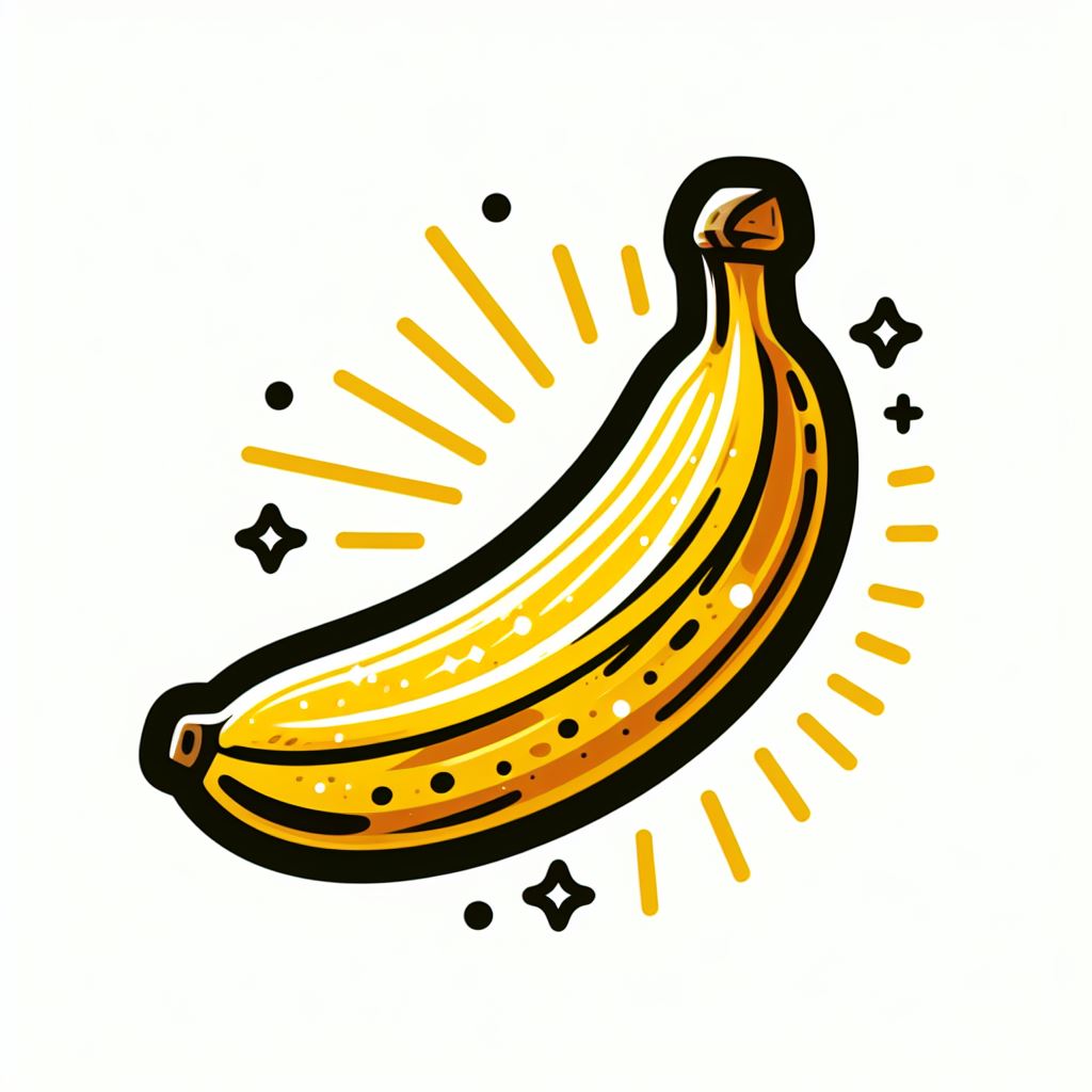 Illustrated yellow banana with sunburst Illustrated yellow banana with sunburst