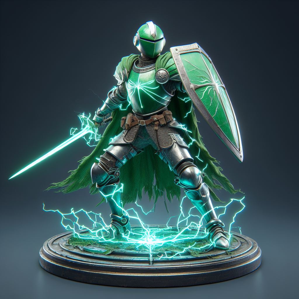 Green knight statue with lightning Green knight statue with lightning