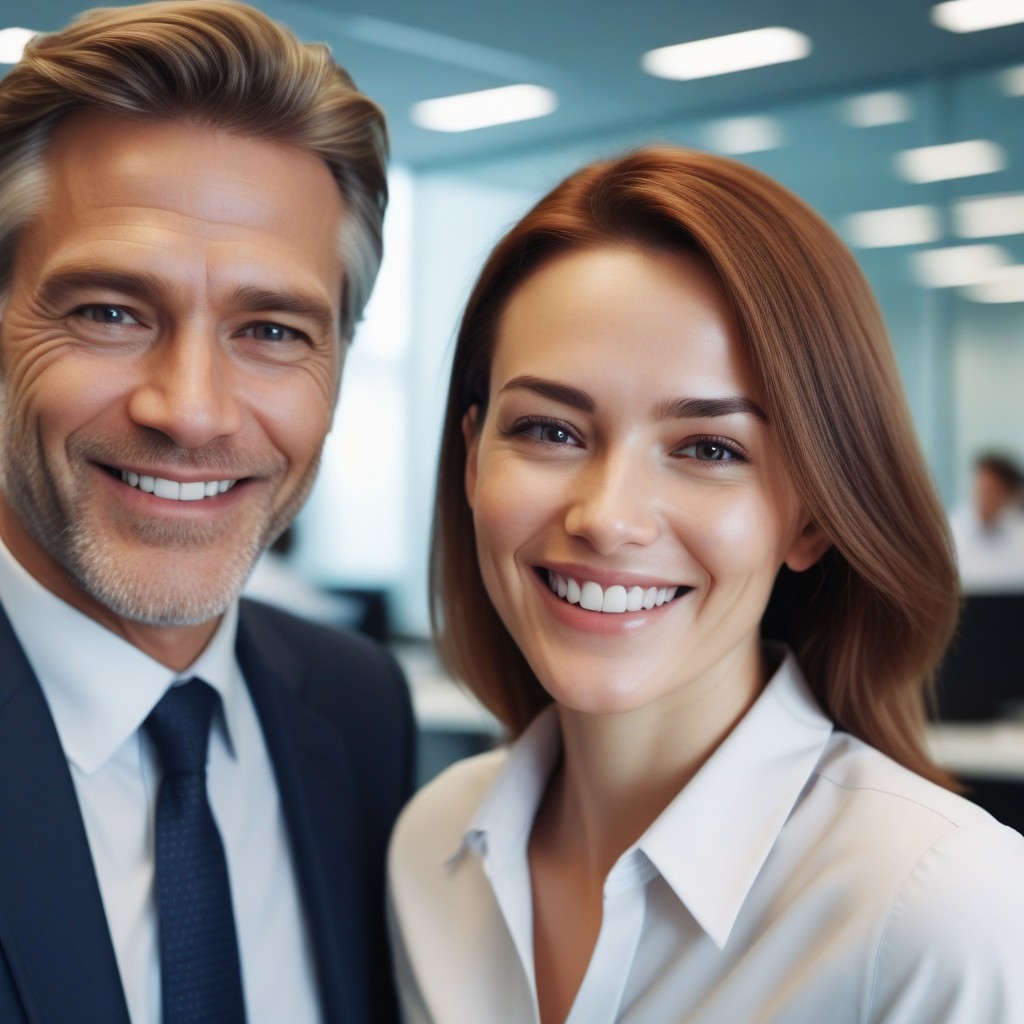 Smiling business colleagues in office Smiling business colleagues in office
