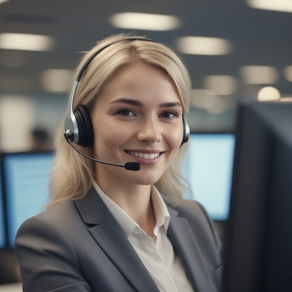 Smiling customer service representative Smiling customer service representative