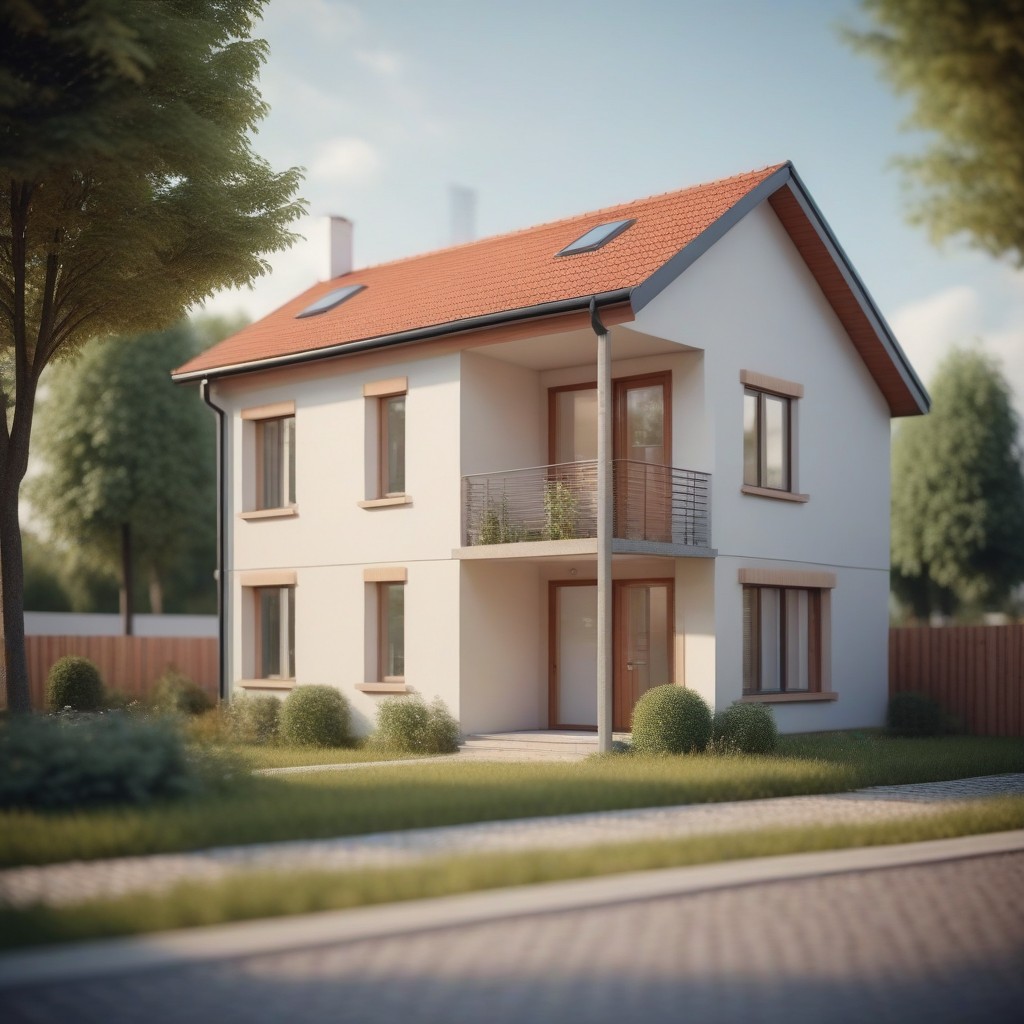 Two-story house with red roof Two-story house with red roof