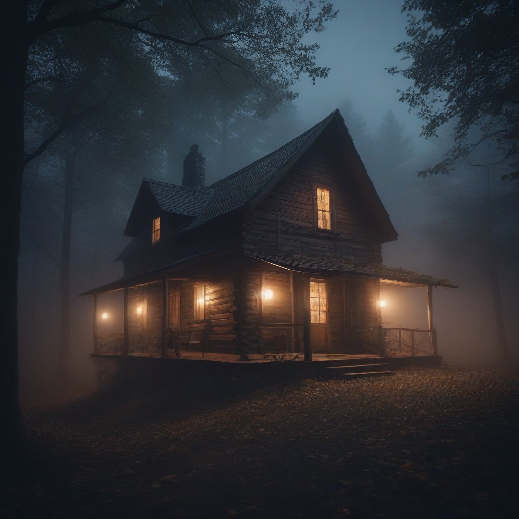 Foggy night cabin Foggy night cabin