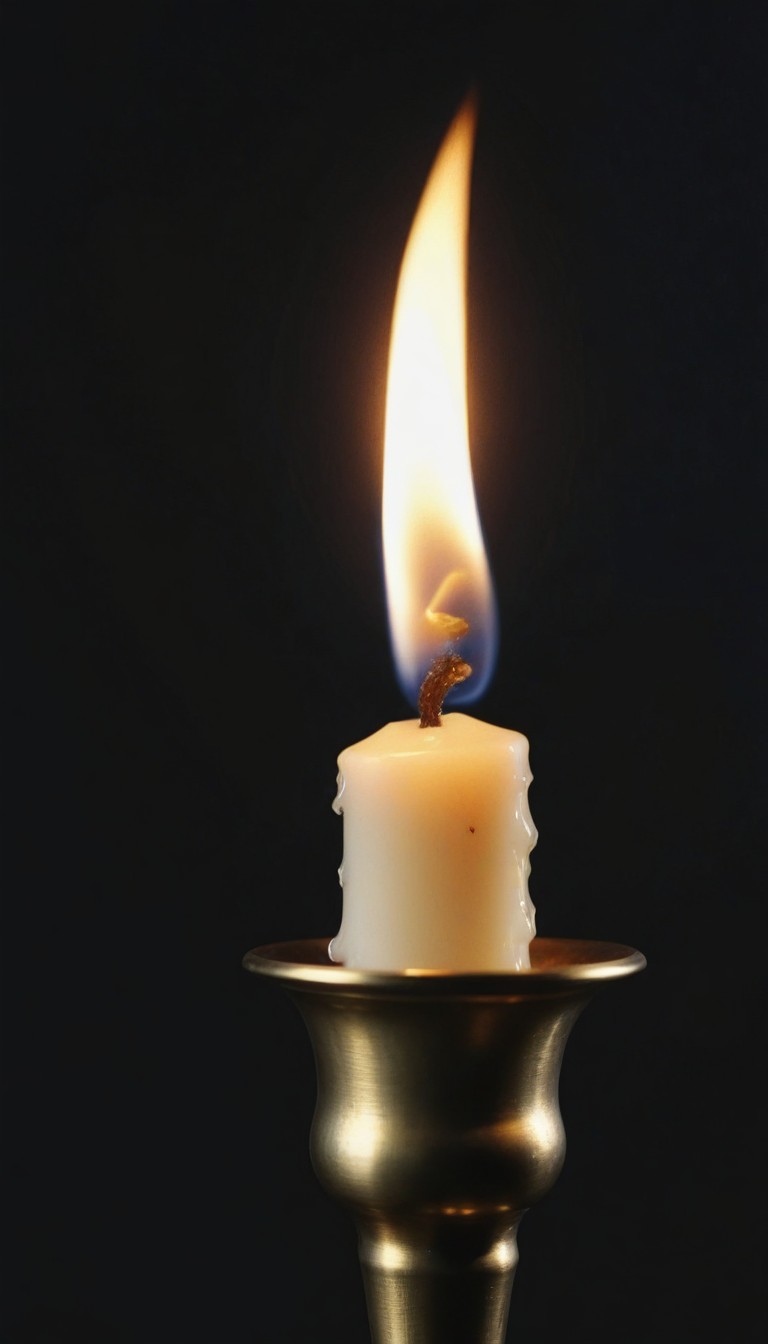Candle flame in gold candlestick Candle flame in gold candlestick