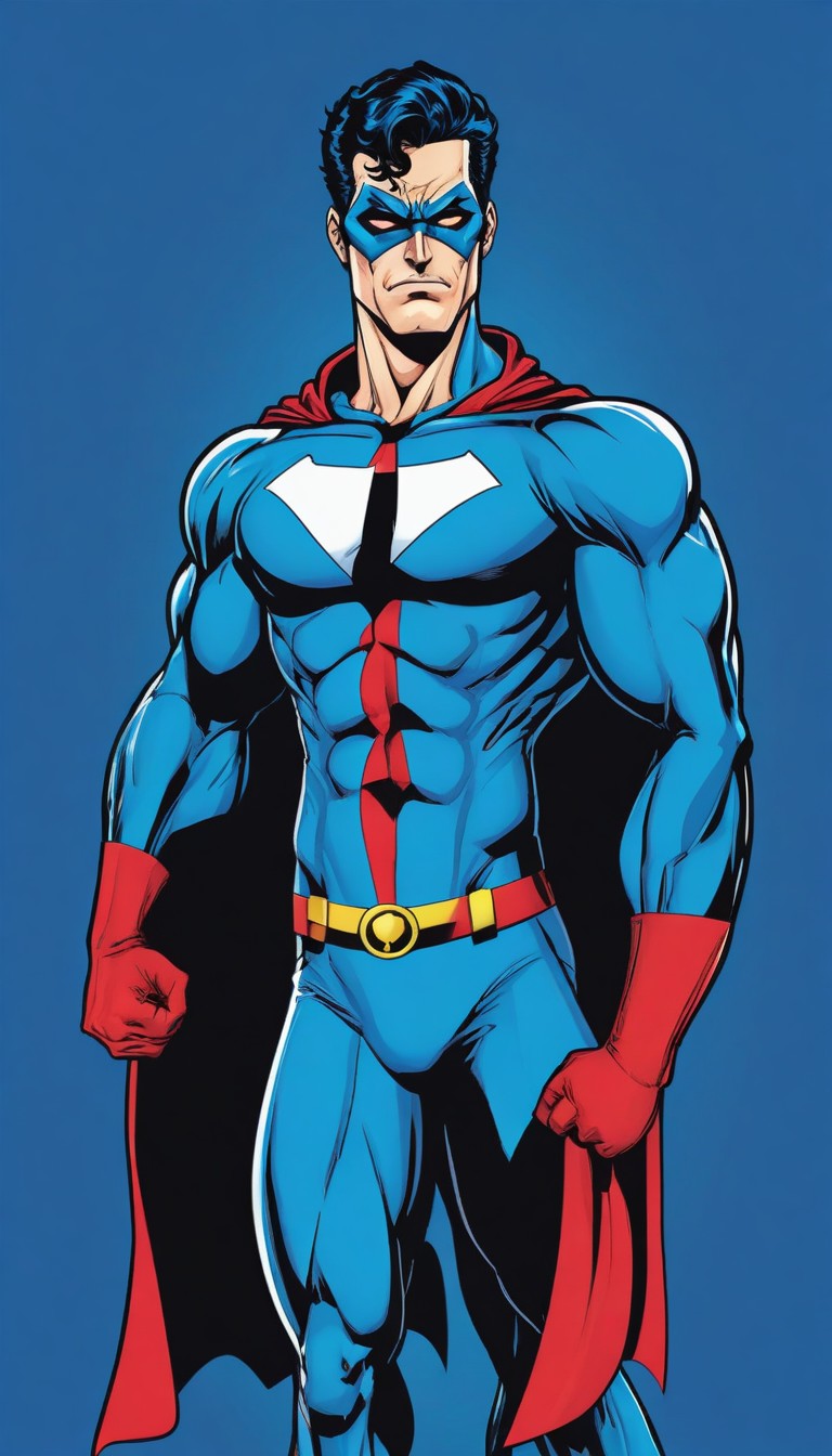Muscular superhero in blue suit Muscular superhero in blue suit