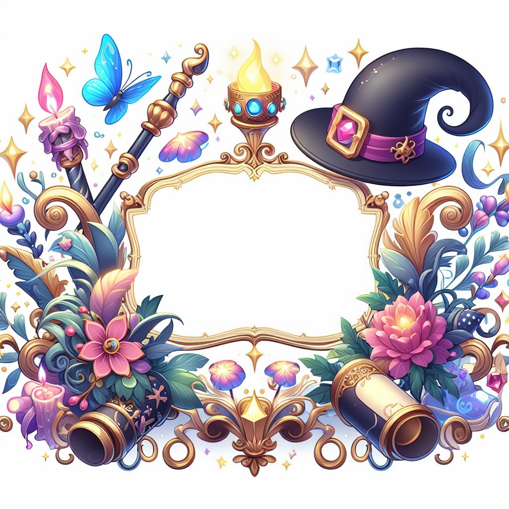 Magical frame with witch hat Magical frame with witch hat