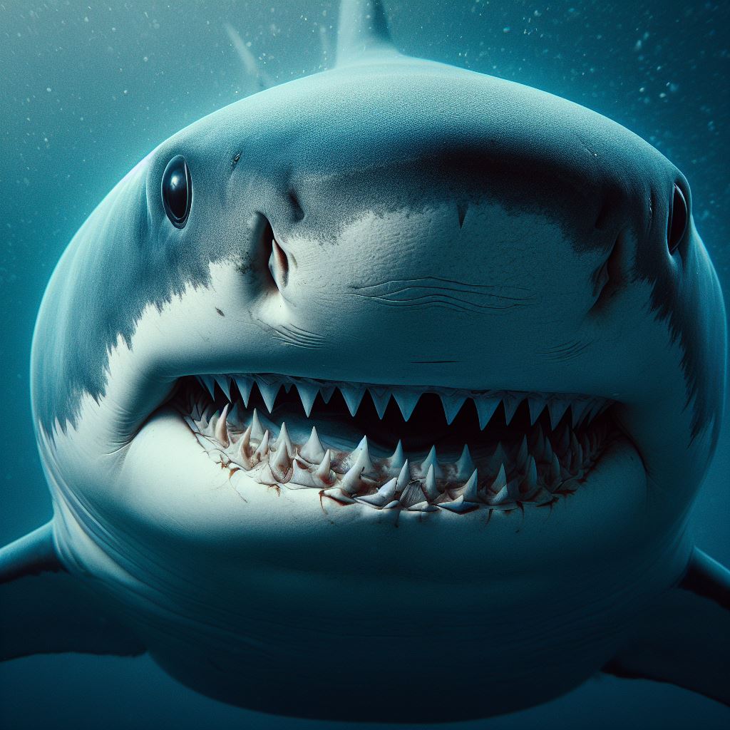 Great white shark underwater close-up Great white shark underwater close-up