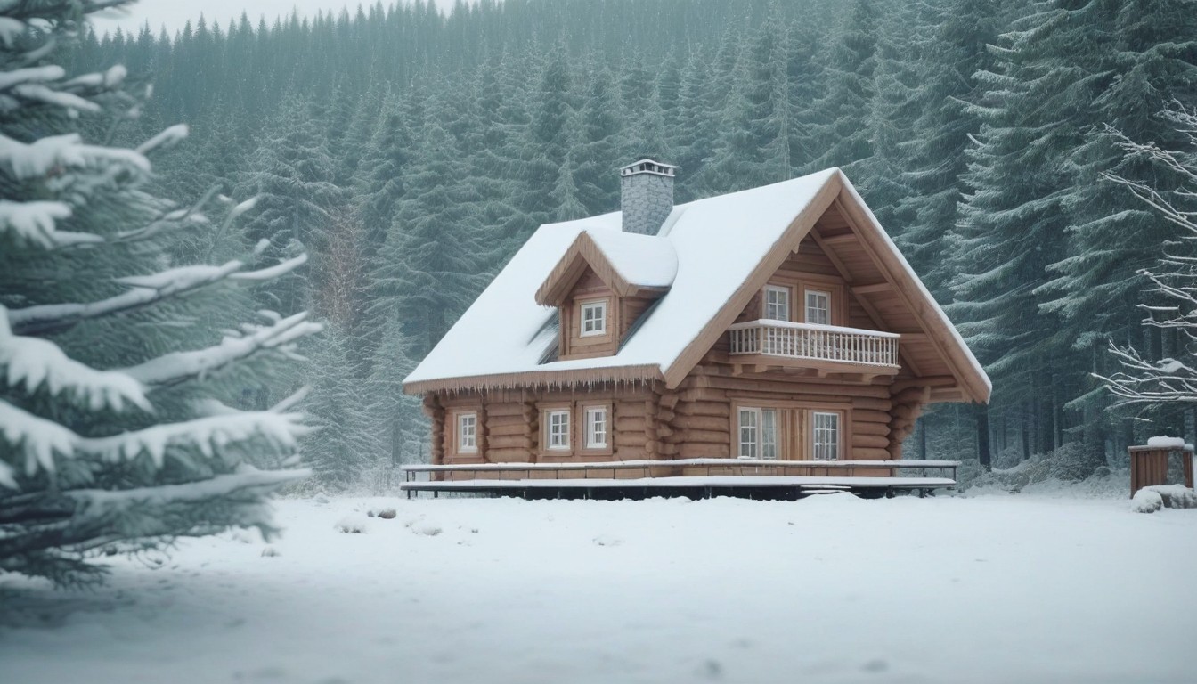 Snowy cabin in the woods Snowy cabin in the woods