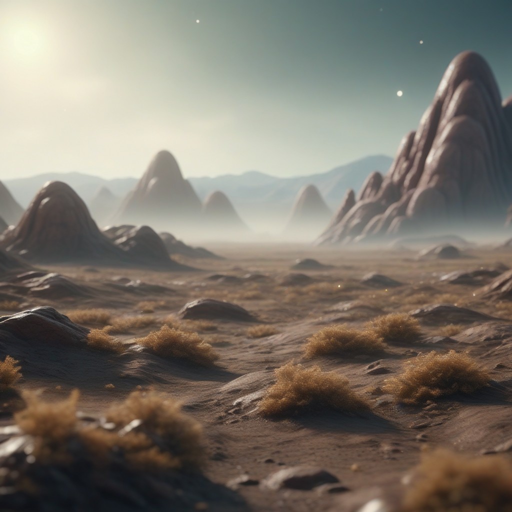 Desert landscape with mountains and stars Desert landscape with mountains and stars