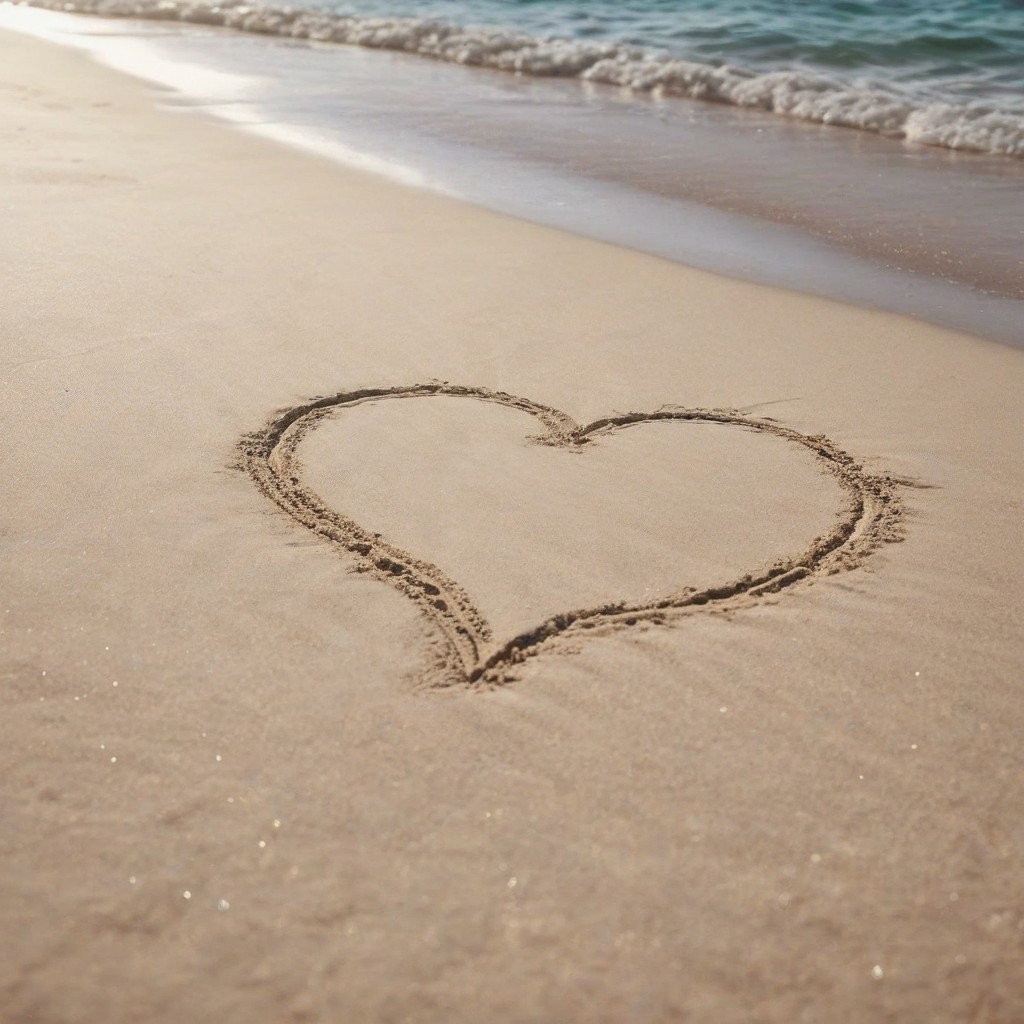 Heart drawn in beach sand Heart drawn in beach sand