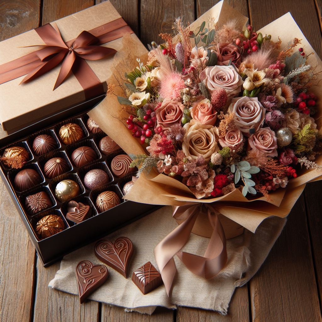 Chocolate and flower gift box Chocolate and flower gift box