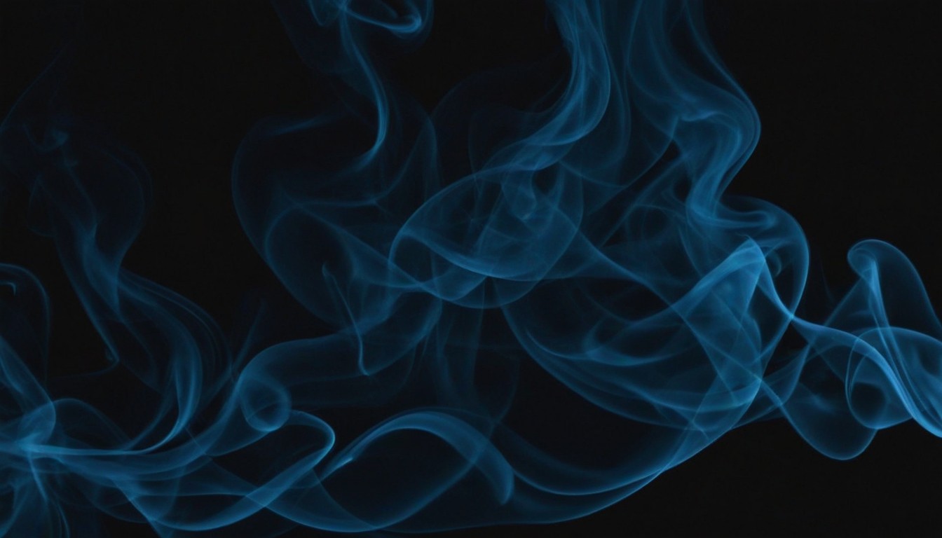 Blue smoke swirls on black background Blue smoke swirls on black background