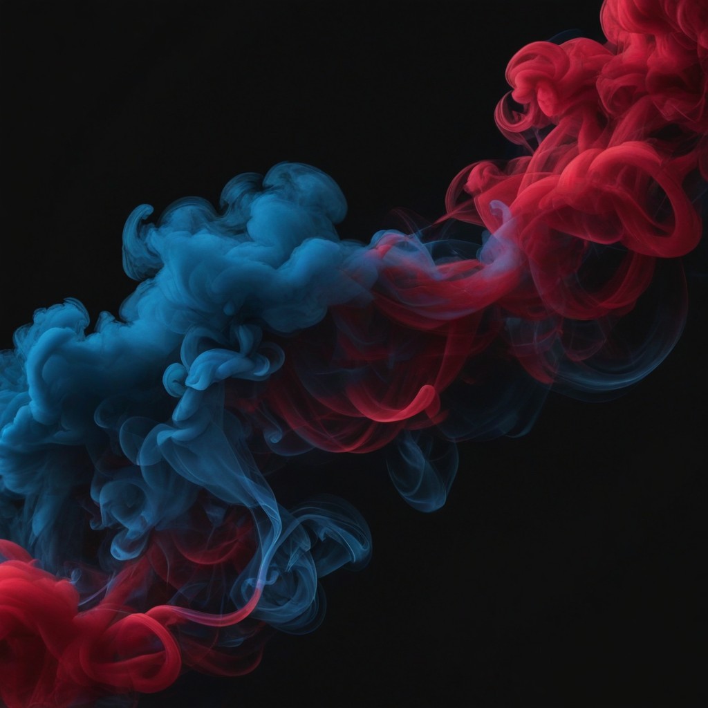 Blue and red ink swirling in water Blue and red ink swirling in water