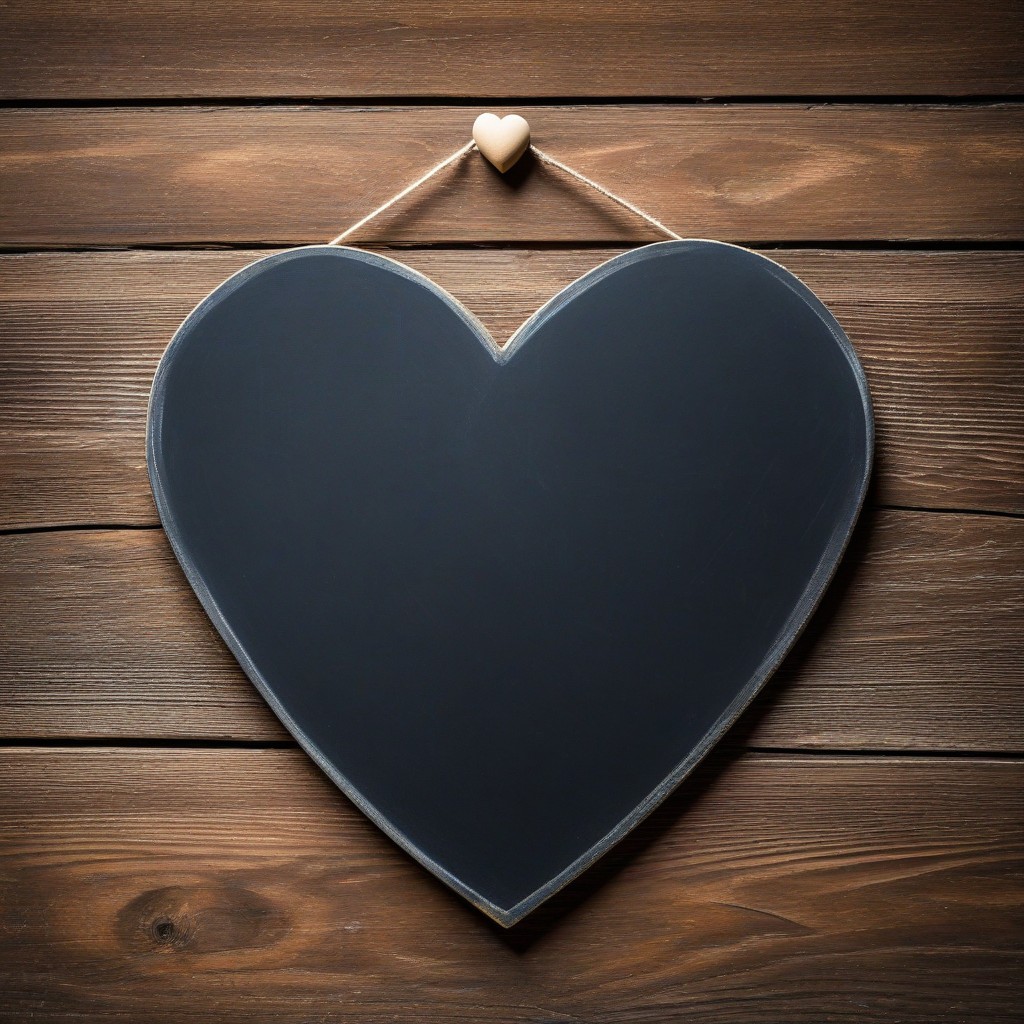 Heart-shaped chalkboard on wood Heart-shaped chalkboard on wood