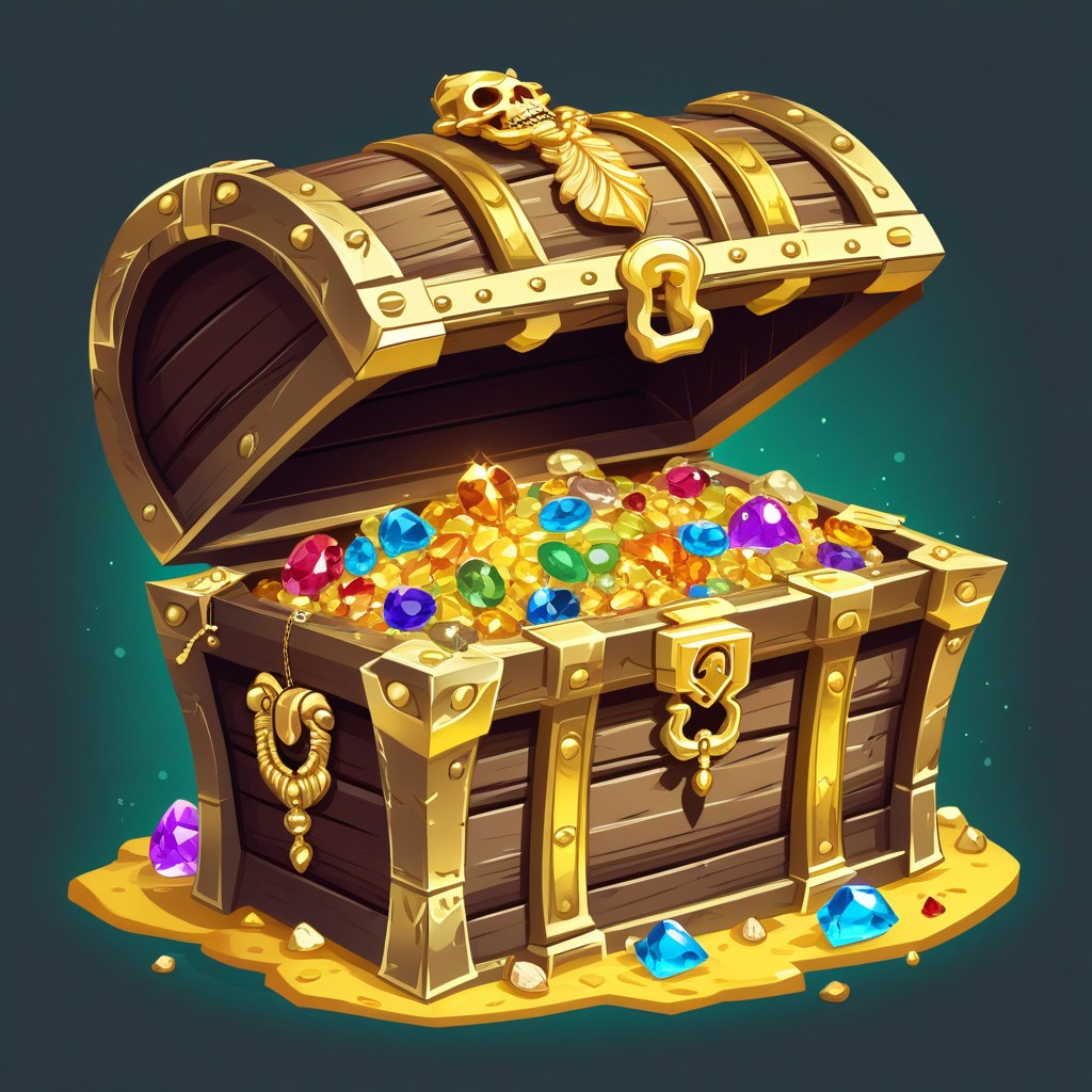 Open treasure chest with jewels Open treasure chest with jewels